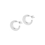 Load image into Gallery viewer, Small Silver Indian C Hoop Earrings