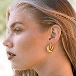 Load image into Gallery viewer, Bold Gold Plated Indian Hoop Earrings