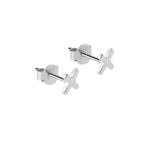 Load image into Gallery viewer, Silver Cross Stud Earrings