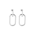 Load image into Gallery viewer, Silver Plated Oval Earrings