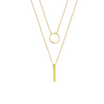 Load image into Gallery viewer, Gold Plated Double Necklace with Circle and Rod