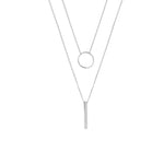 Load image into Gallery viewer, Silver Plated Double Necklace with Circle and Rod