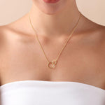 Load image into Gallery viewer, Gold Plated Necklace with Double Circle