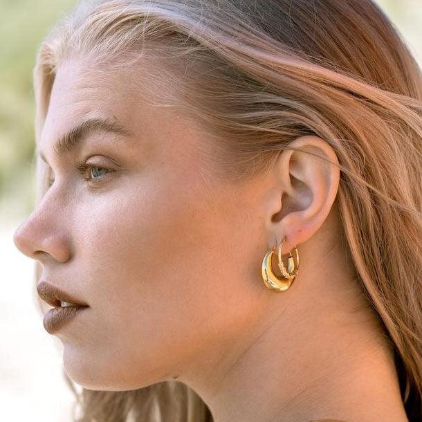 Bold Gold Plated Indian Hoop Earrings
