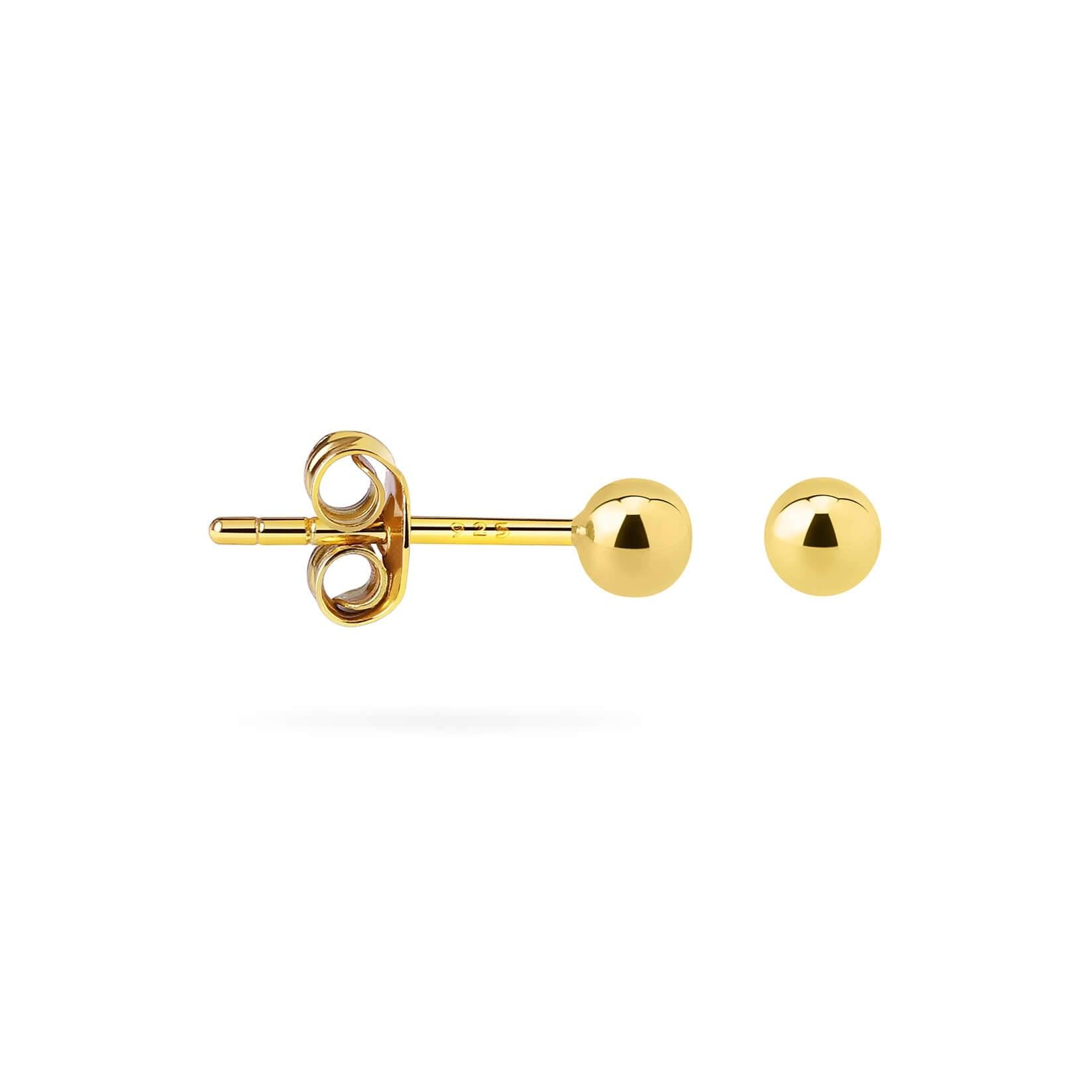 Gold Plated Classic Stud Earrings 3 MM