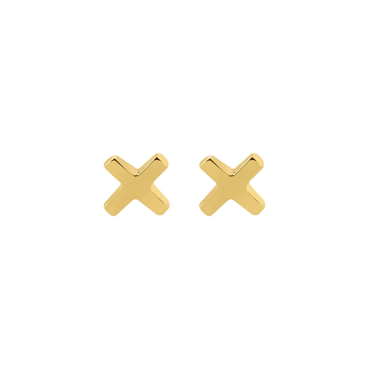 Gold Plated Cross Stud Earrings