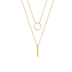 Load image into Gallery viewer, Gold Plated Double Necklace with Circle and Rod
