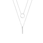 Load image into Gallery viewer, Silver Plated Double Necklace with Circle and Rod
