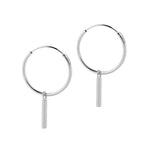 Load image into Gallery viewer, Silver Hoop Earrings with Long Rod 12 MM
