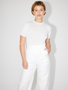 White Ribbed T-shirt | Rhea.