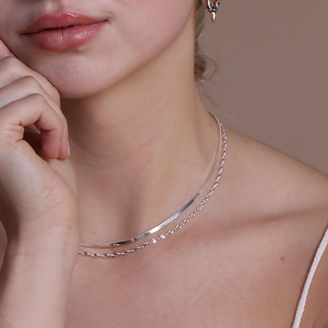 Silver Necklace Flat Link